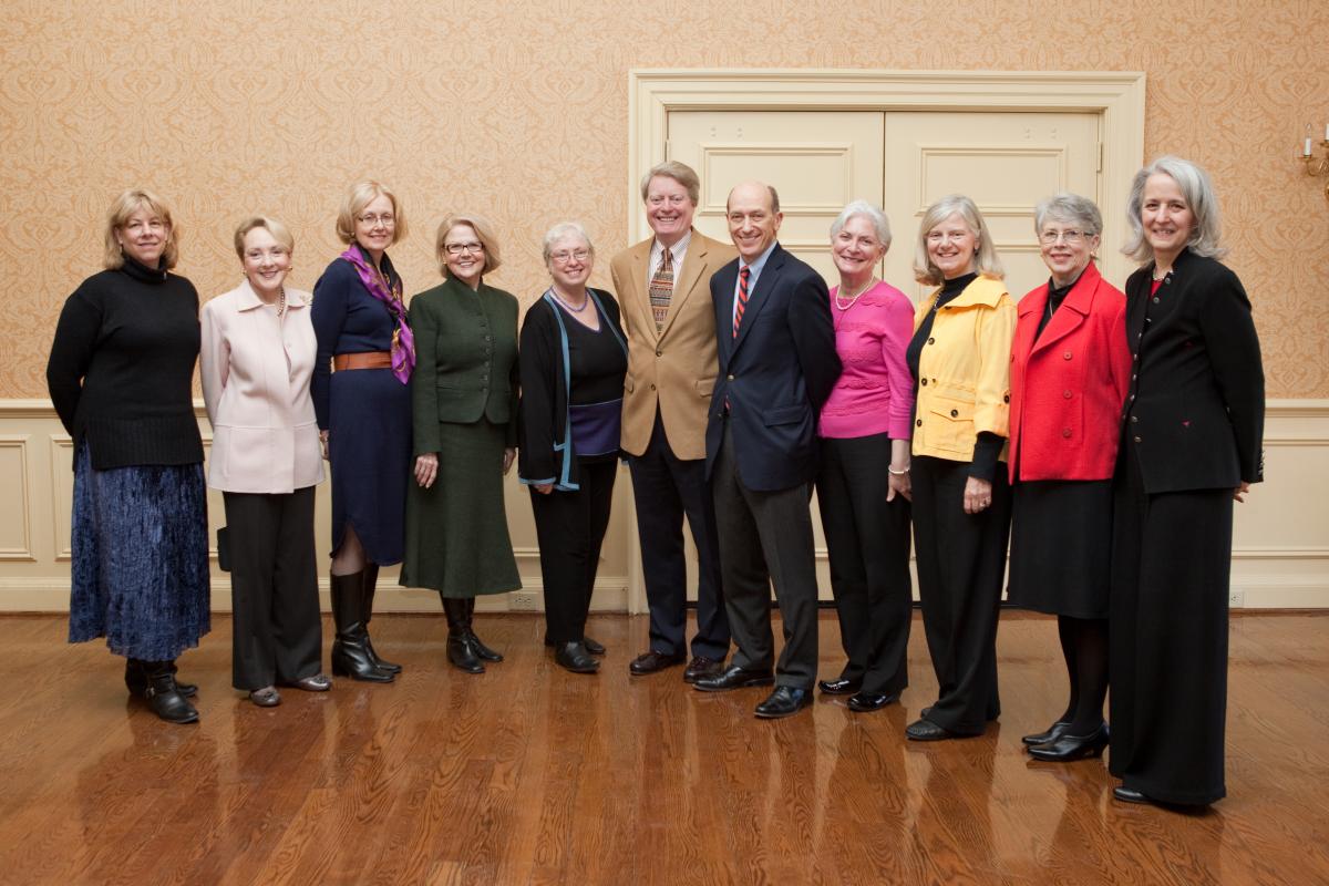 The founding members of the Patients & Friends Research Fund stand with UVA Cancer Center Director Dr. Tom Loughran.
