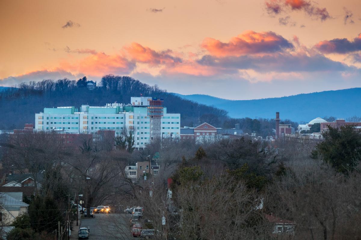Photo of the Medical Center at sunset.