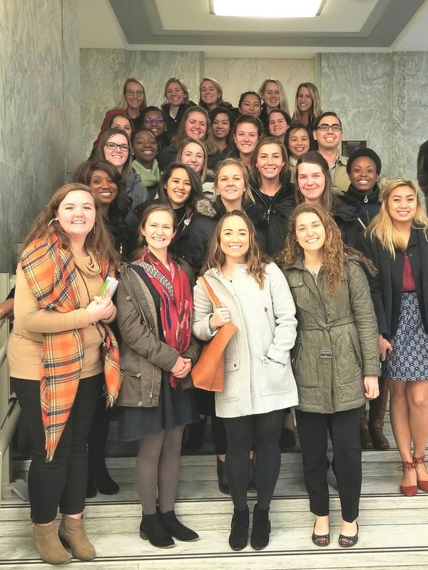 Camille Burnett and a class during a trip to Washington, D.C.