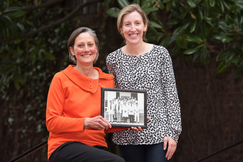 Christine Shaw (left) created the J. Kaye Halsey, MD Memorial Scholarship to support OB/GYN residents like Sarah Podwika (right) and to honor Dr. Halsey (shown here in her medical class photo.)