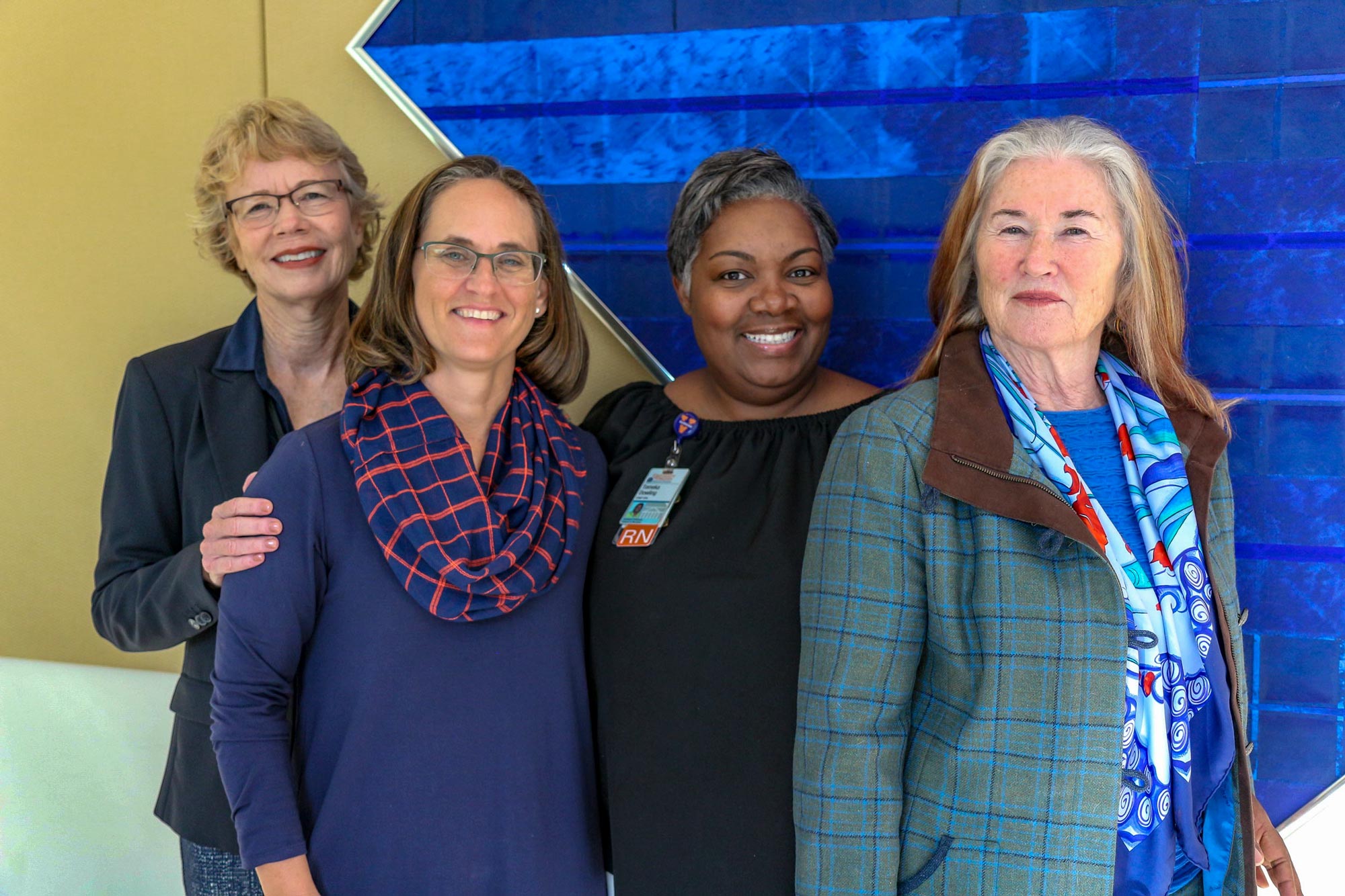t oversees the new Conway grant initiatives includes, from left, Susan Kools, associate dean for diversity and inclusion; Bethany Coyne, assistant professor and BSN program director; Tomeka Dowling, assistant professor and RN-to-BSN program director; and Christine Kennedy, associate dean for academic progrThe School of Nursing team thaams.