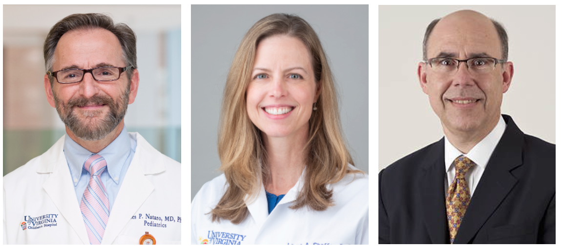 headshots of Dr. Nataro, Dr. Shaffer, Dr. Stevenson