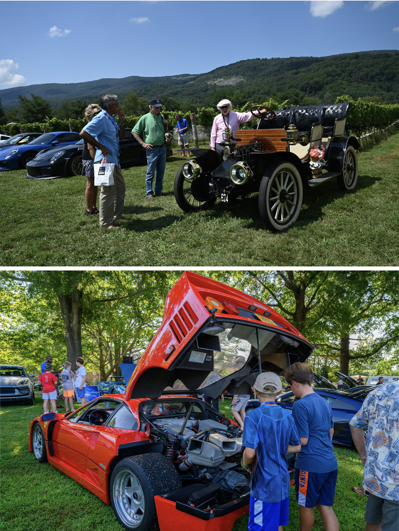 spectators check out the cars on display