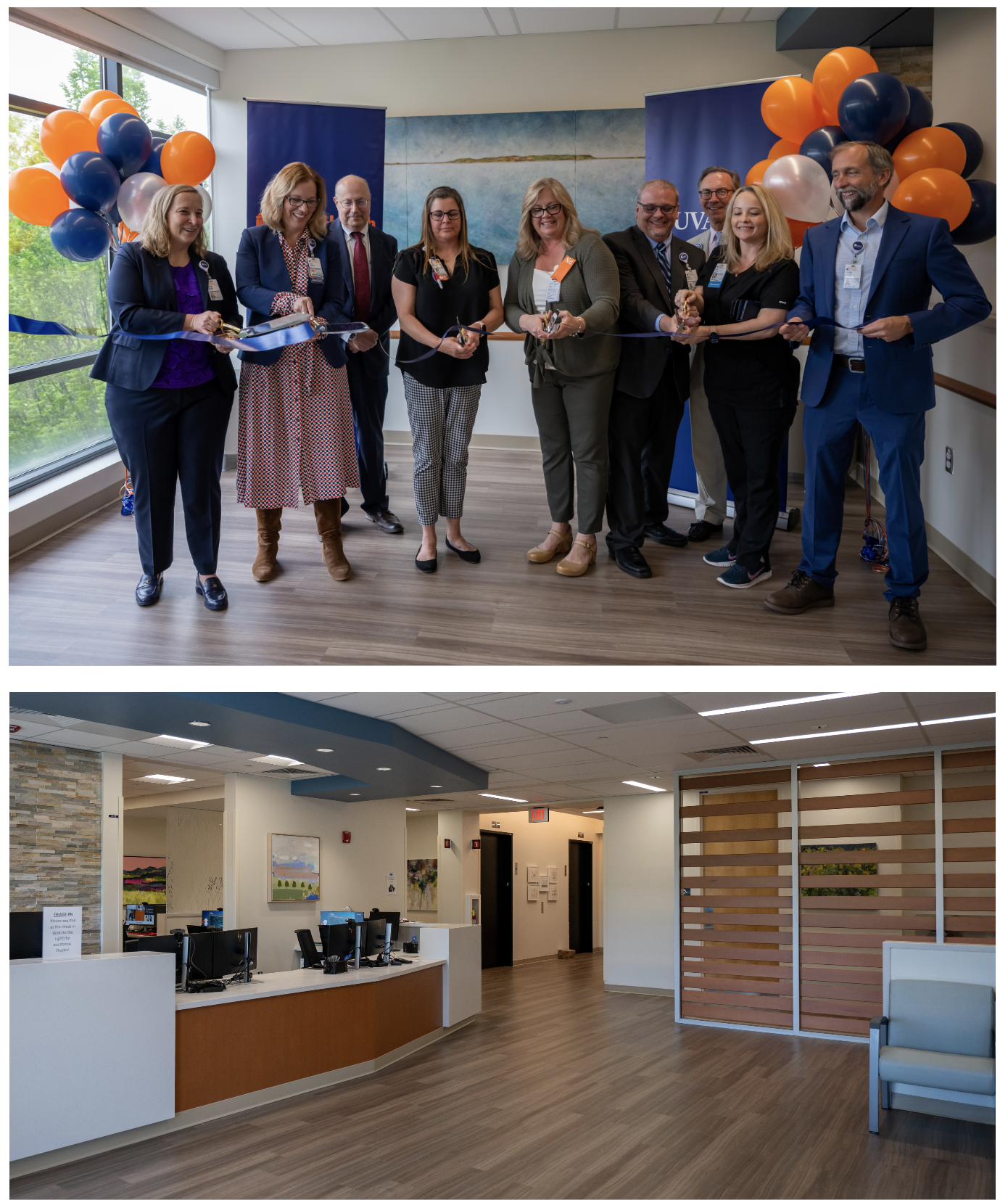 image of the lobby desk and ribbon cutting