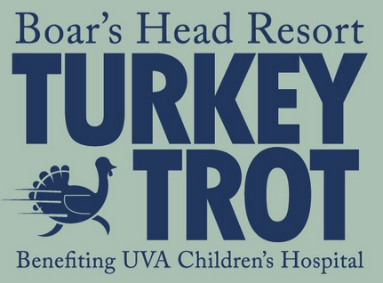 Turkey Trot logo featuring a clipart turkey