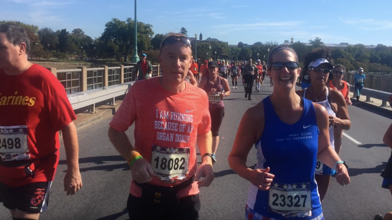 Steve Nugent runs in the Marine Corps Marathon. 