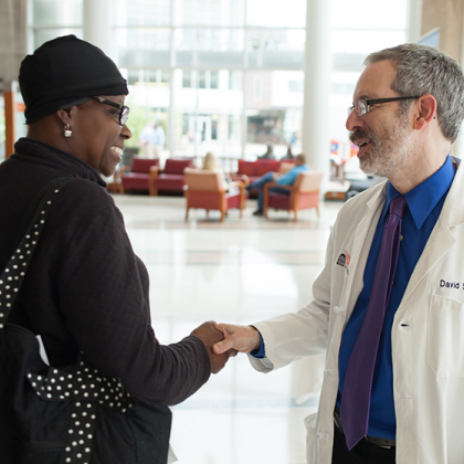 Dr. Schiff greets a patient
