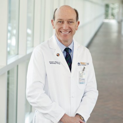 Michael Williams stands in medical center hallway