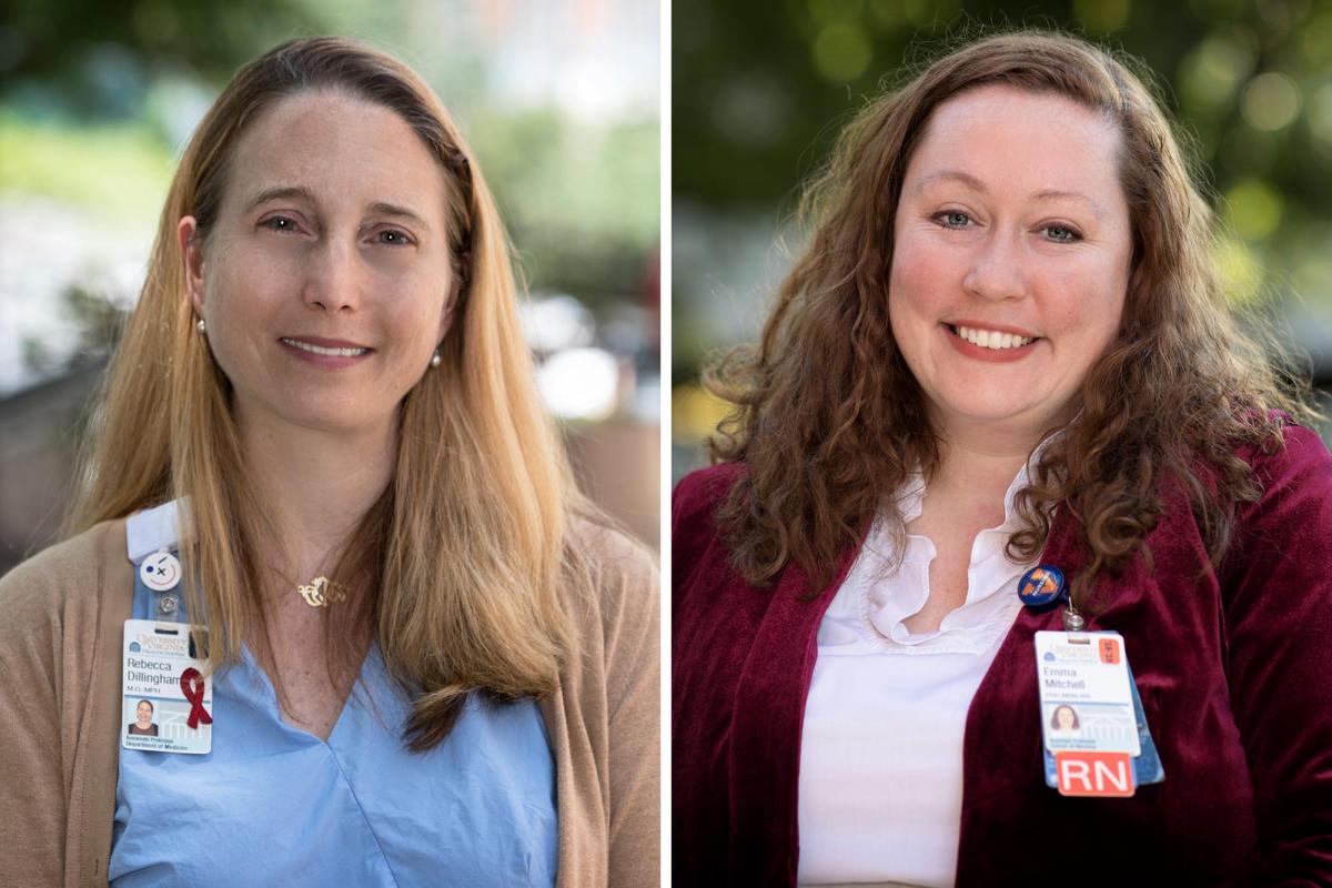 headshots of Dr. Rebecca Dillingham, left, and associate professor of nursing Emma Mitchell 