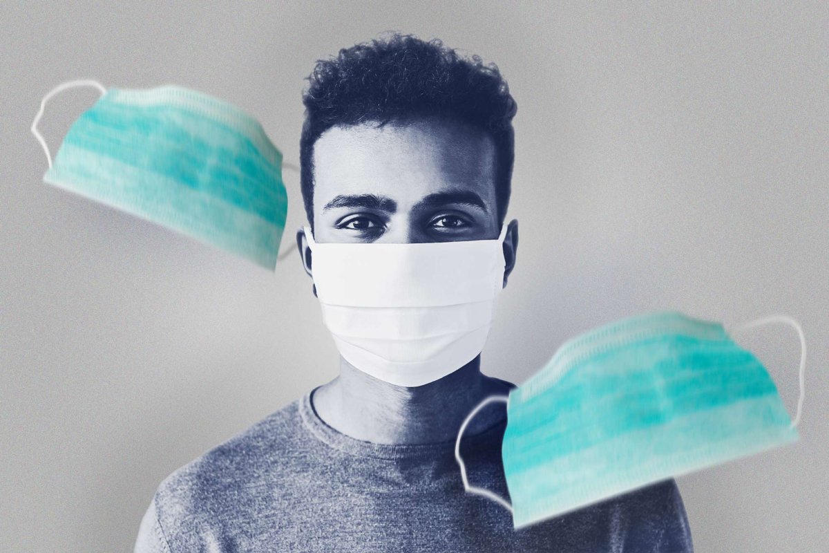 stock image of man wearing a mask