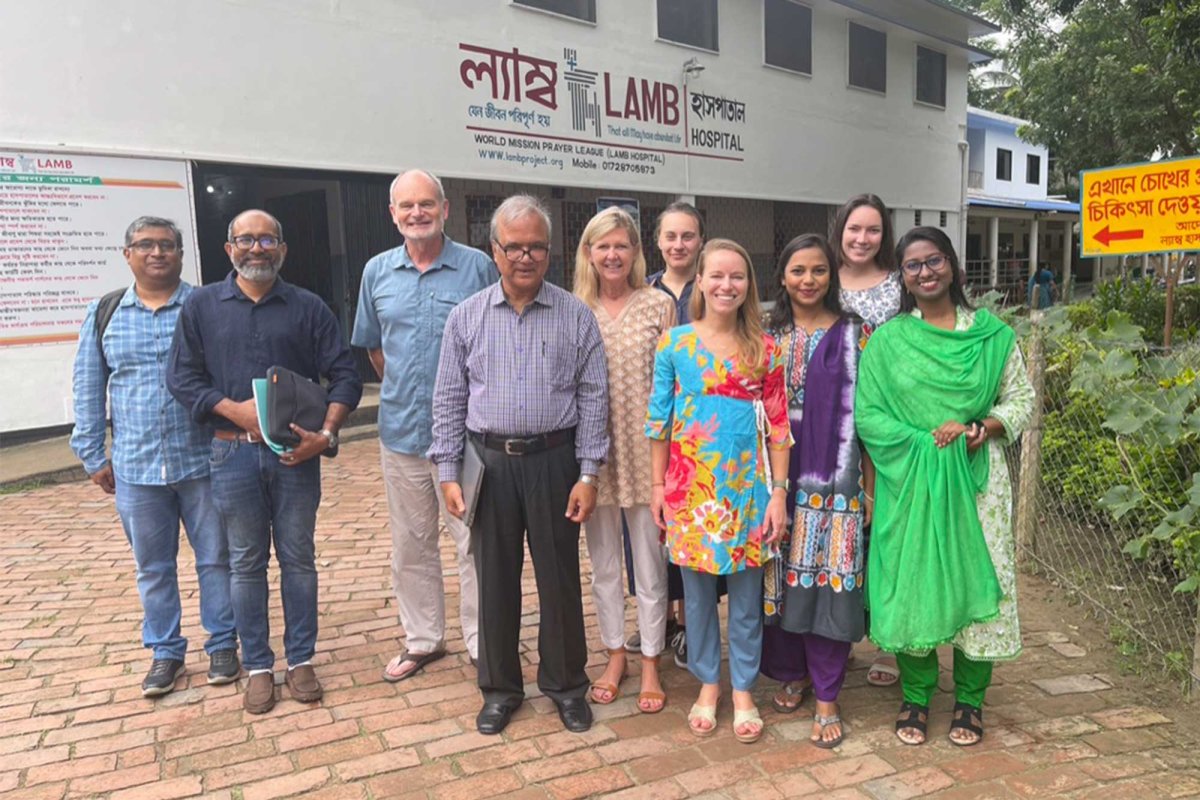 Dr. William Petri, third from left, stands with researchers at LAMB Hospital in Bangladesh