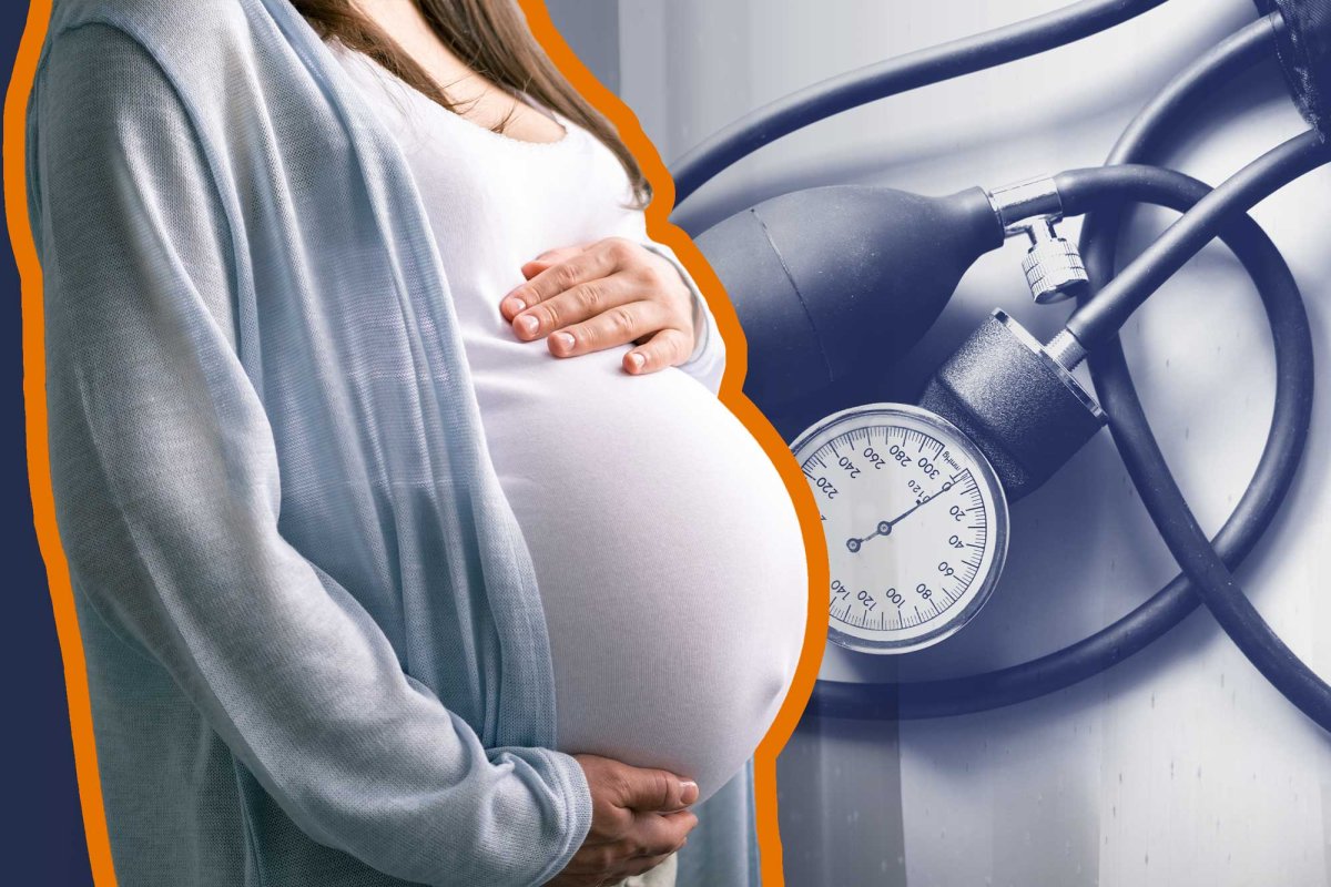 pregnant woman with stethoscope in the background 
