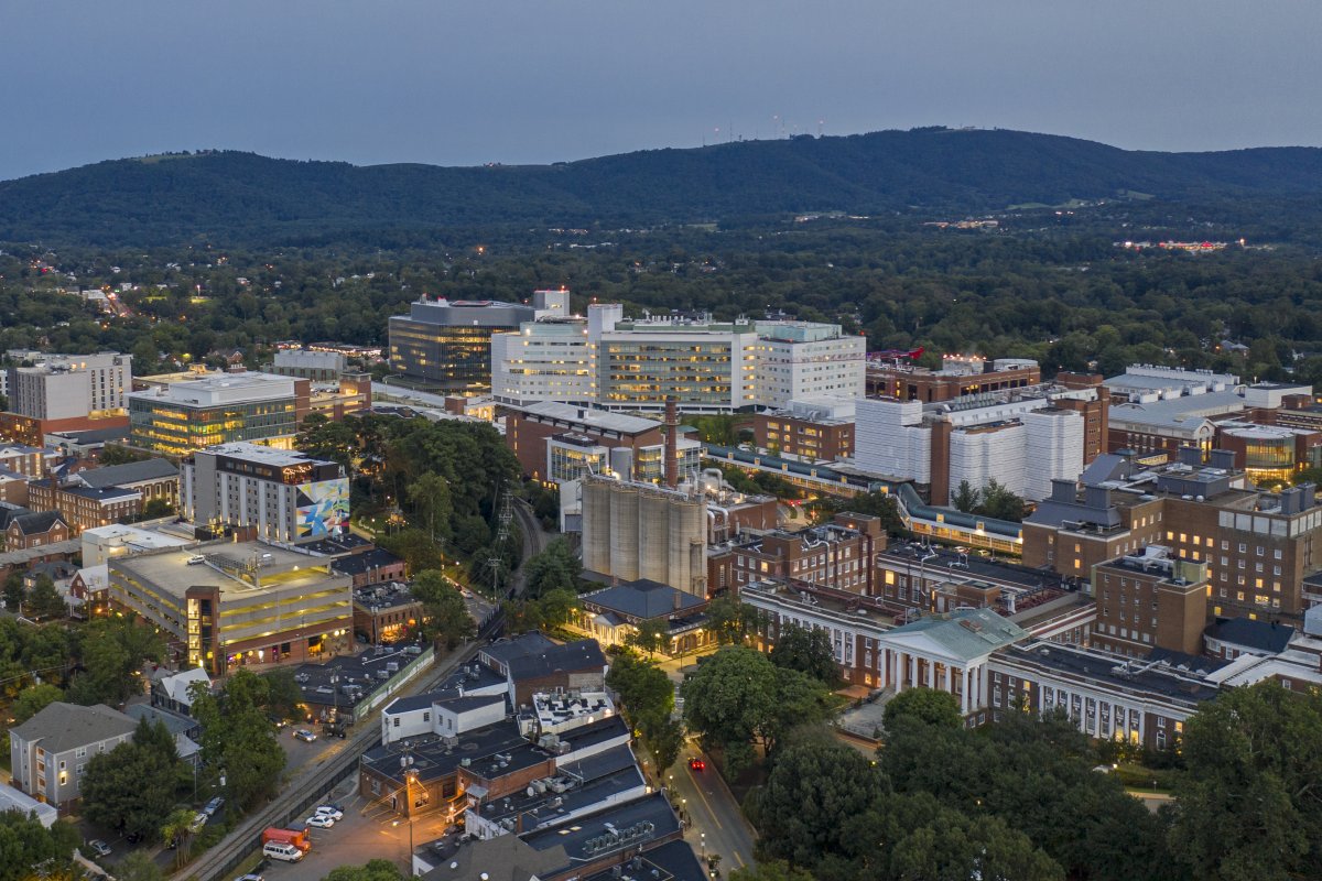 overhead view of UVA health buildings