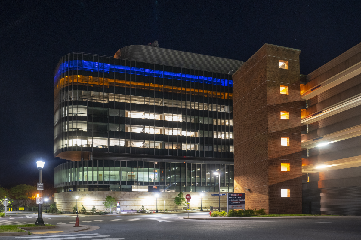 new wing of the medical center at night
