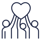 people holding heart icon